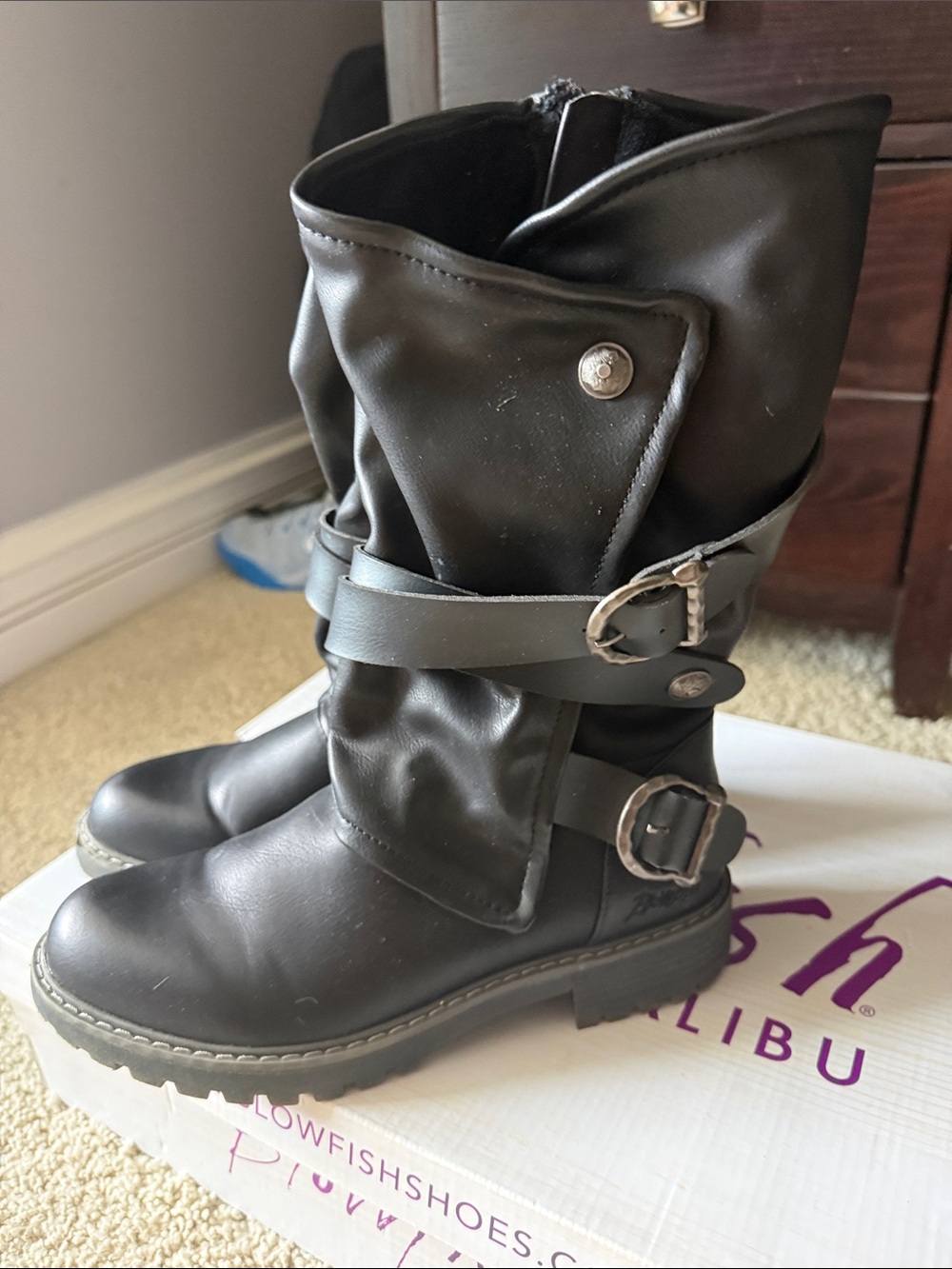 Black Women’s Winter Buckle Boots - Blowfish Malibu
